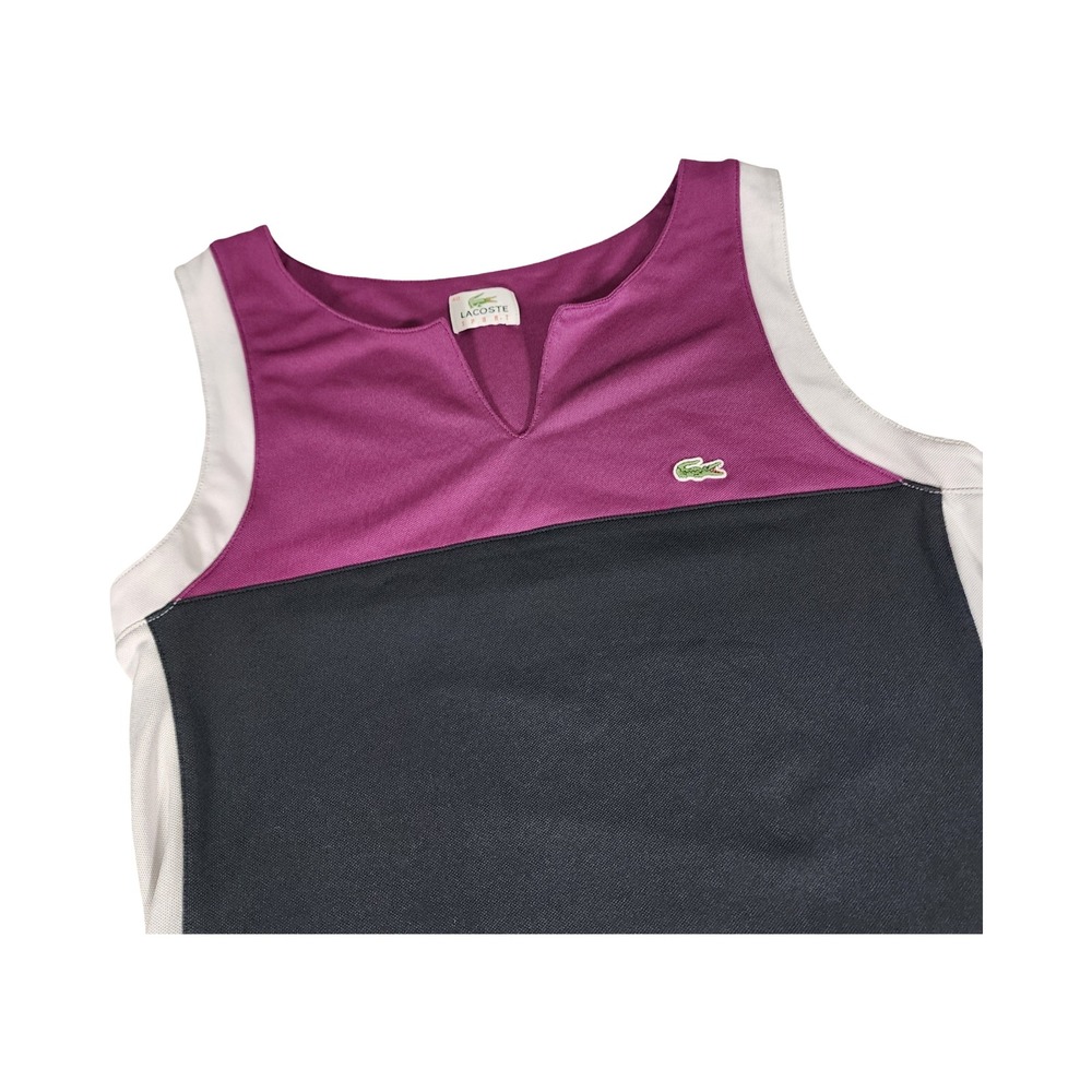 Lacoste Sport Women Tennis Dress Sleeveless Purple Black White Size 40‎ M - Picture 5 of 9